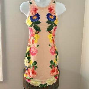 NEW Derek Heart Peach Floral Body Con Dress